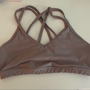 Mauve cross back sports bra